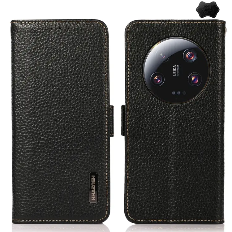 KHAZNEH Custodia per telefono RFID in vera pelle Litchi magnetica laterale, For Xiaomi 13 Ultra, For Asus ROG Phone 7