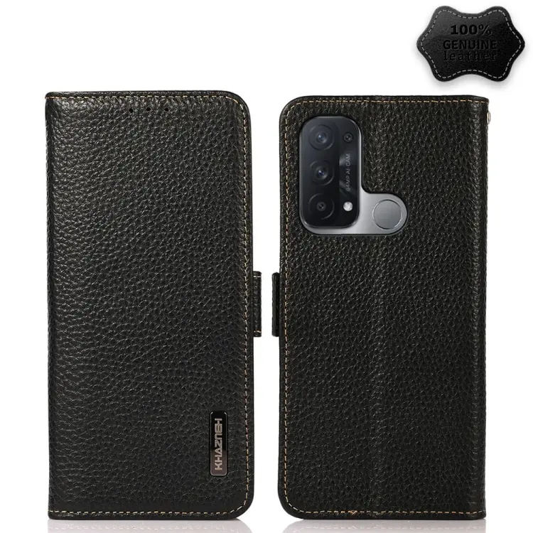 KHAZNEH Custodia RFID in vera pelle Litchi magnetica laterale, For OPPO Reno5 A JP Version, For OPPO Reno6 Pro 5G, For OPPO Reno6 Pro+ 5G, For OPPO Reno6 5G, For OPPO Reno7 5G, For OPPO Reno7 Pro 5G