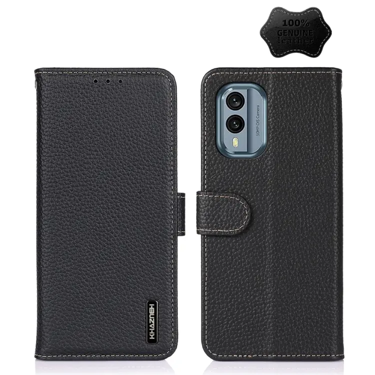 KHAZNEH Litchi Custodia per telefono in vera pelle, For Nokia X30 5G