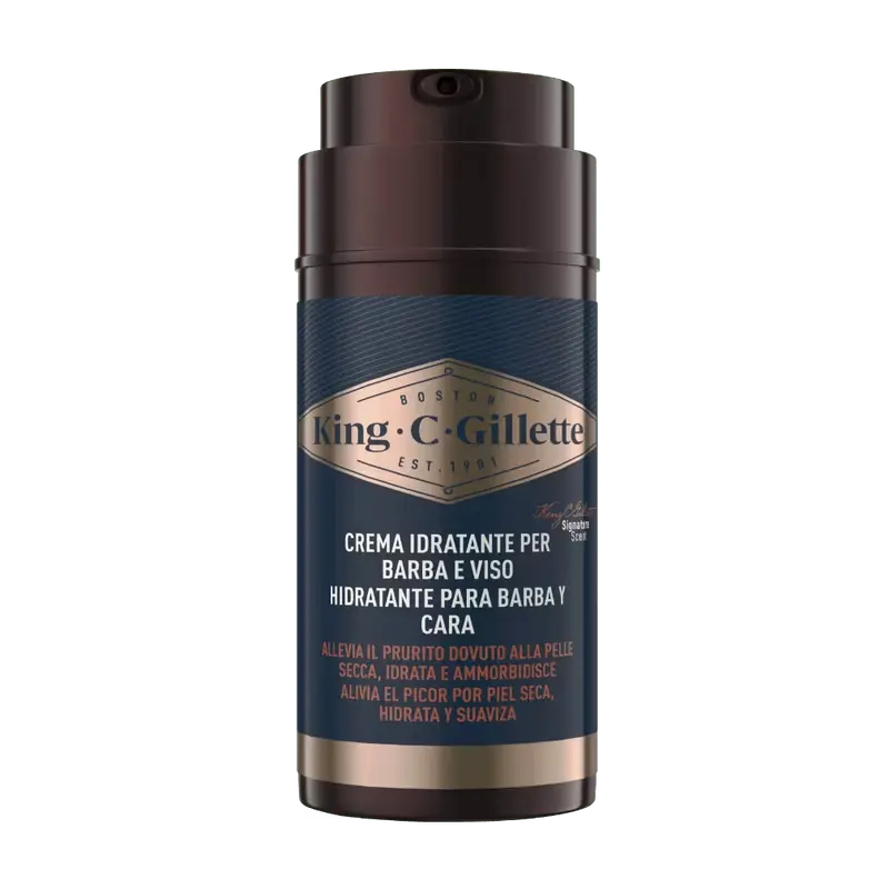 King C. Gillette Crema Idratante Barba e Viso 100ml – Ammorbidente con Niacinamide, Pantenolo e Olio di Argan