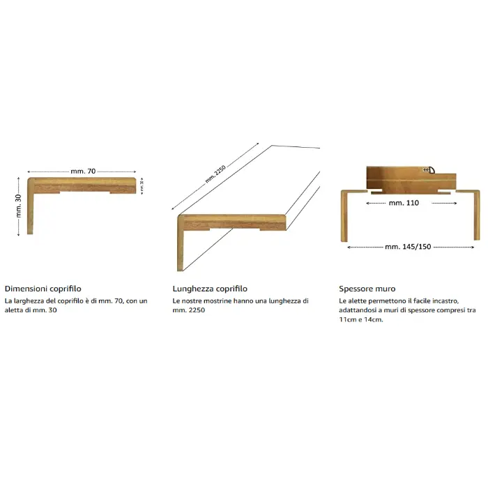 Kit Coprifili in Legno Resistente all'Acqua per Porte