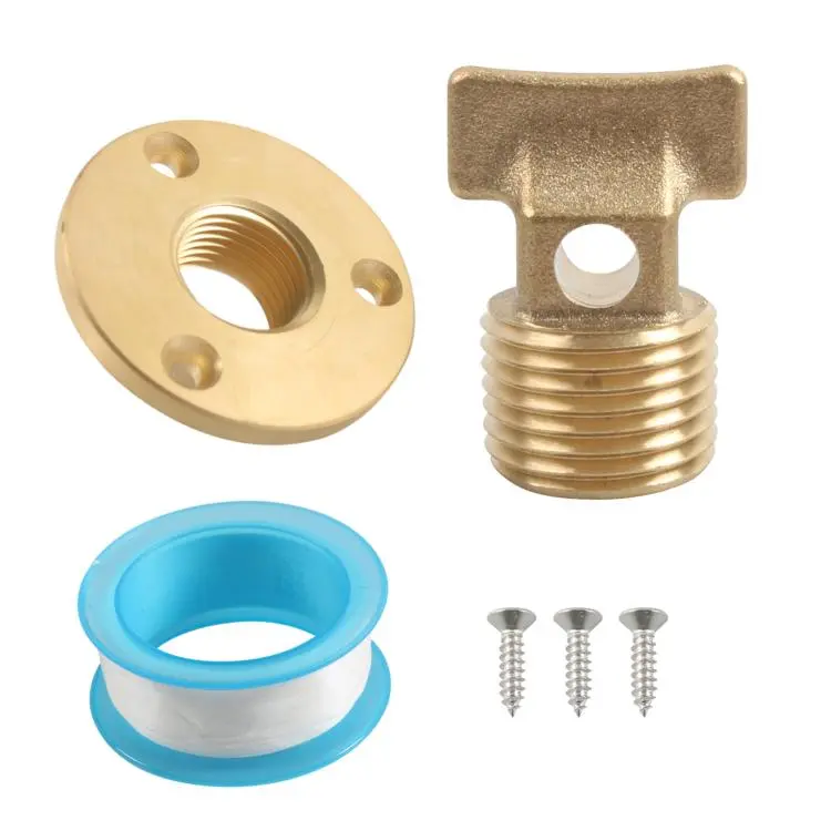 Kit di ferramenta per tappo di scarico dello scafo in ottone NPT da 1/2 pollice, flangia di scarico per yacht