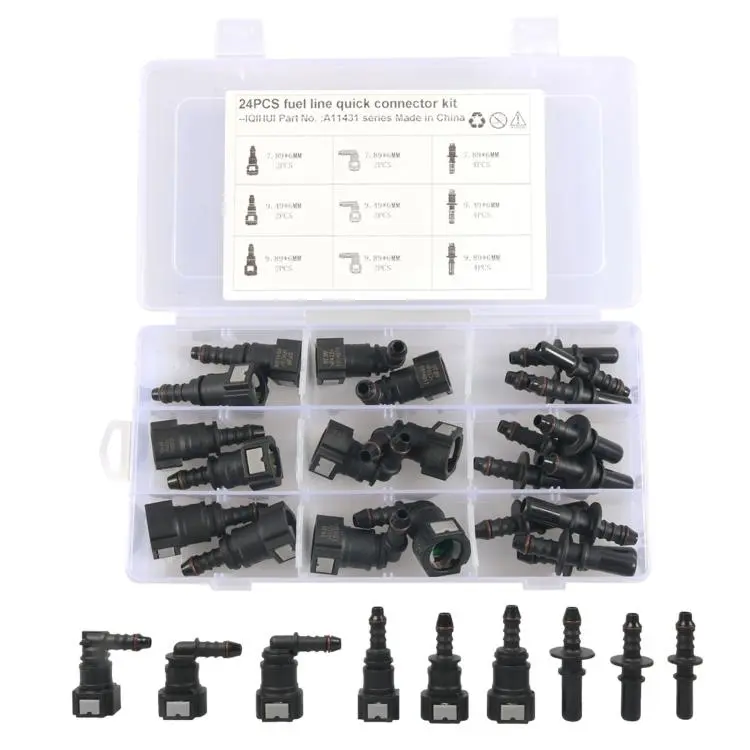 Kit di raccordi rapidi per tubo carburante auto e moto, 24pcs /Box 6mm, 24pcs /Box 8mm