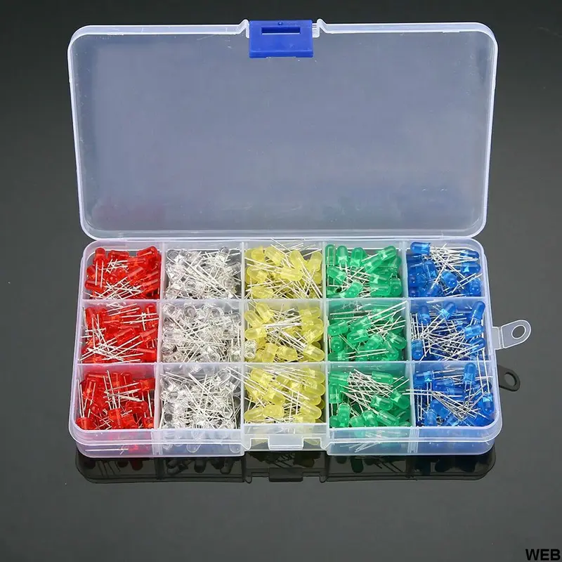 Kit diodi LED 3mm 500 pezzi 5 colori