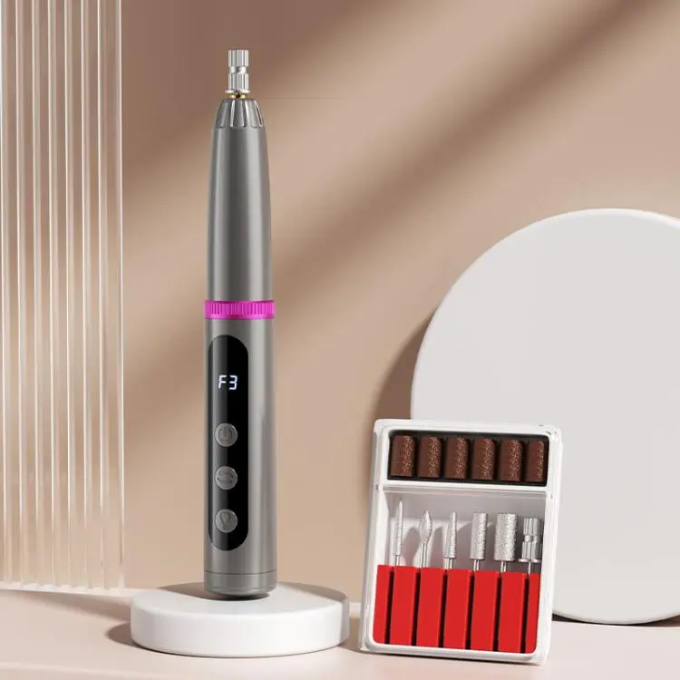 Kit fresa per unghie elettrica 2 in 1 con luce UV, ricaricabile, senza fili, 15000 giri/min, 3 velocità, lampada a polimerizzazione rapida., 6 Bits Grey, 6 Bits White, 12 Bits Grey, 12 Bits White