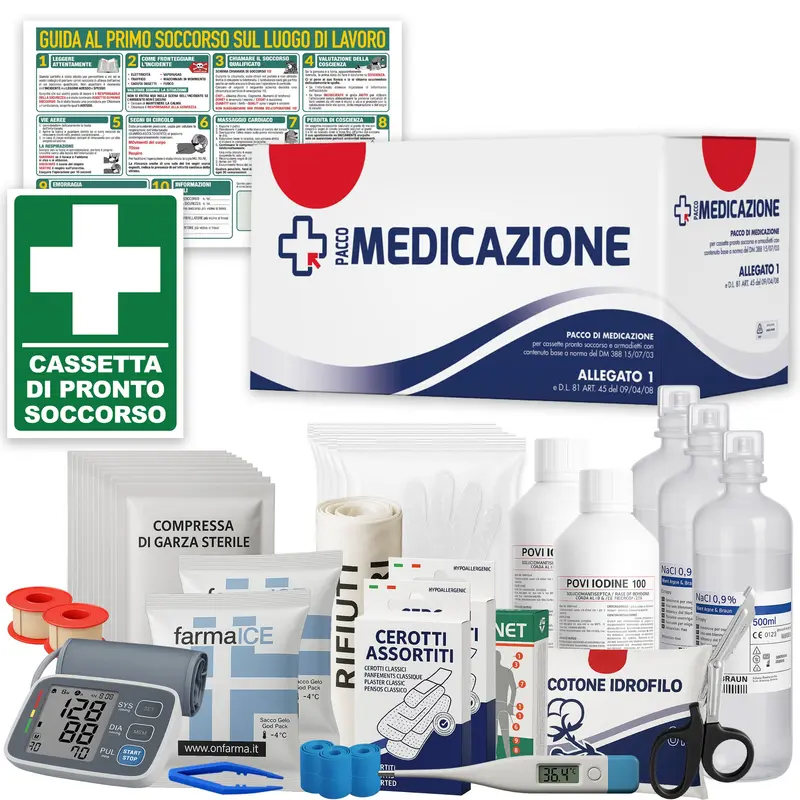 Kit Reintegro Cassetta Pronto Soccorso ALLEGATO 1 CON MISURATORE PRESSIONE DIGITALE DA POLSO