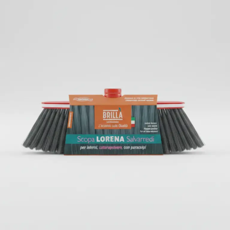 La Briantina Scopa Lorena Salvarredi – Per Interni e Superfici Delicate – Bordo Paracolpi in Gomma – Setole in PET Riciclato