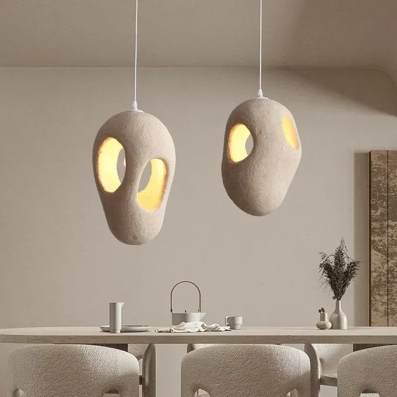 Lampada a sospensione QUIETE in resina, stile wabi-sabi