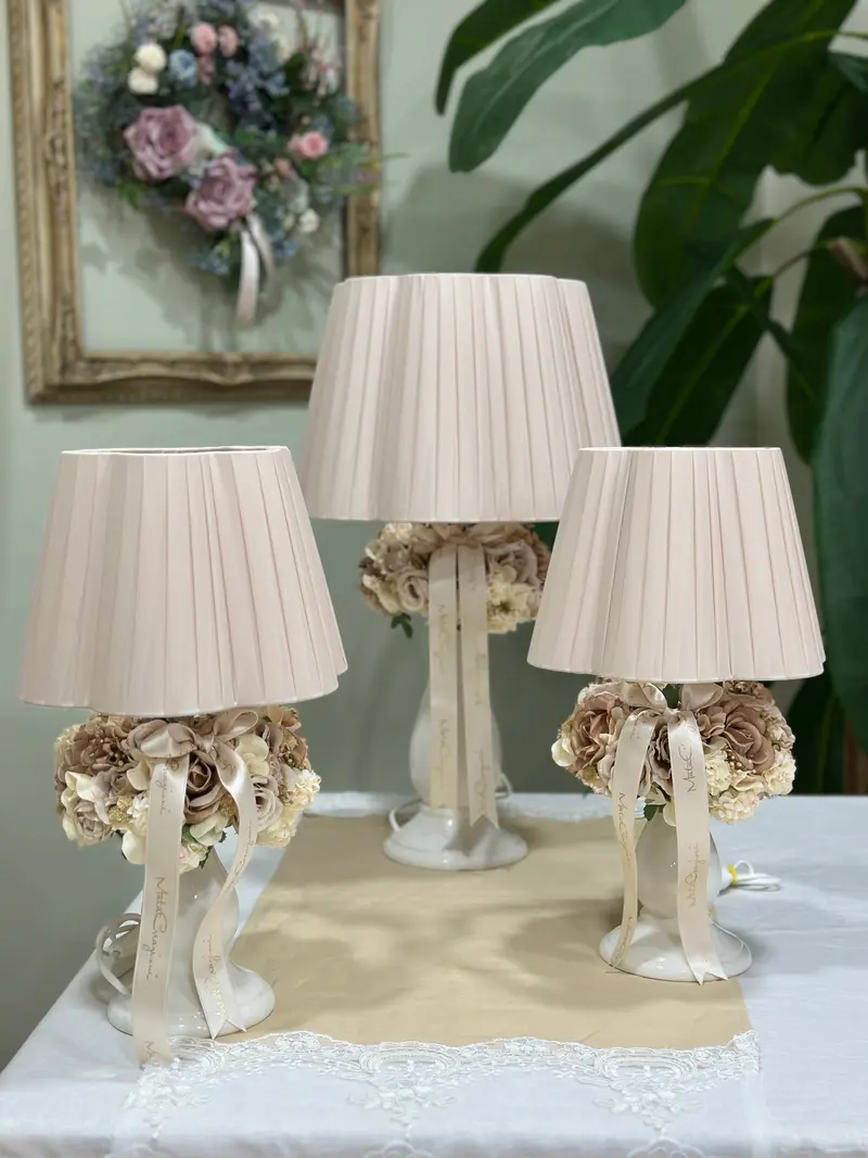 Lampada Candelabro in Ceramica con Paralume – Mata Creazioni
