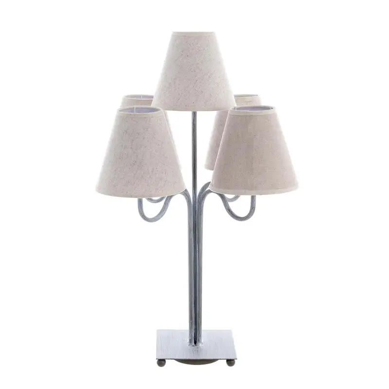 Lampada da Tavolo a Candelabro 5 Luci con Paralume in Lino – Anthea Collection by Blanc MariClò, 46x46x60 cm
