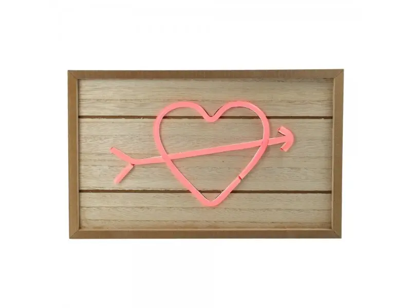 Lampada LED in Legno Cuore con Freccia – NelQuieOra Wood Lamp