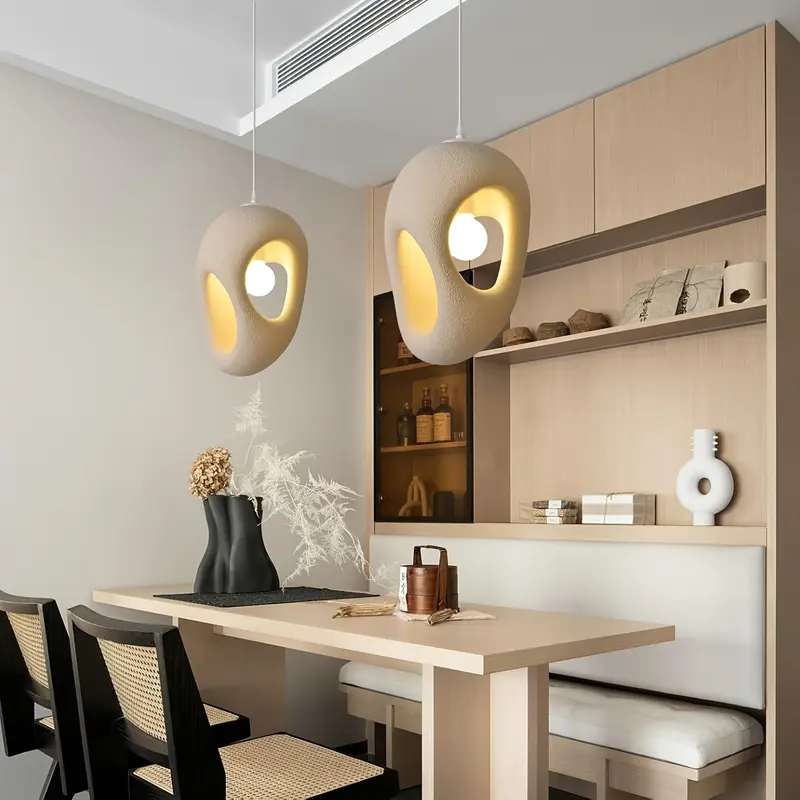 Lampada Sospensione Design Scultoreo Beige | Luce Soffusa Nordico Giapponese E27