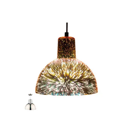 Lampadario in vetro cromato 1xE27 Ø20cm effetto 3D digitale