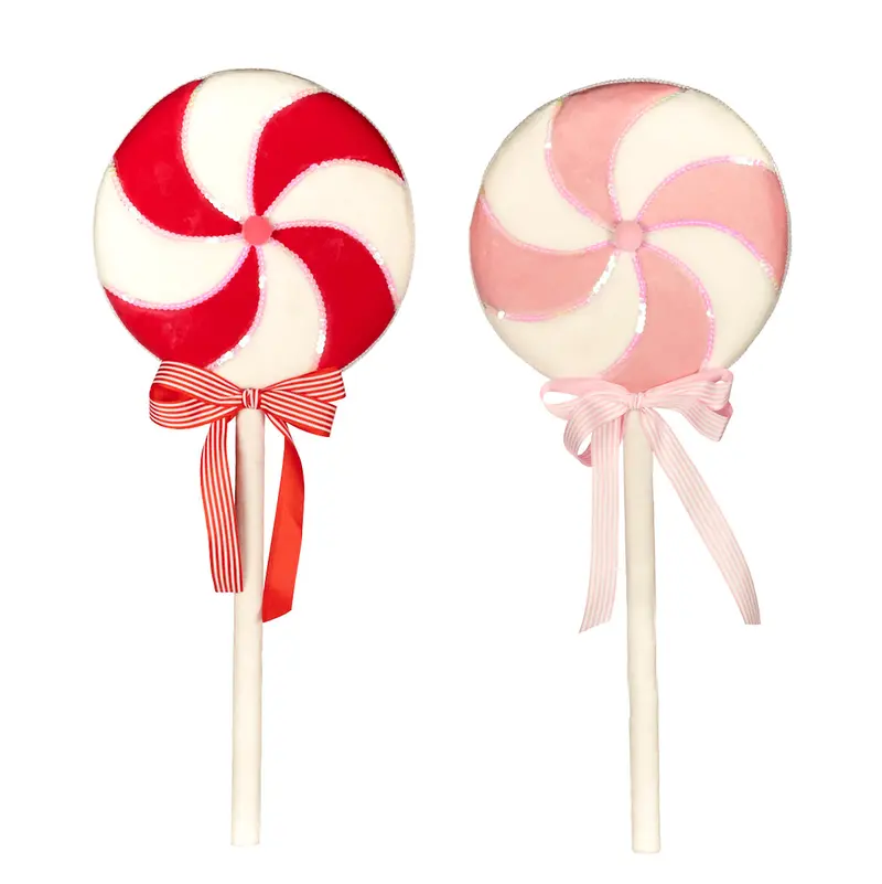 Lecca-Lecca Decorativo Natalizio Lollipop Swirl in Tessuto Rosso o Rosa – Goodwill, 64cm