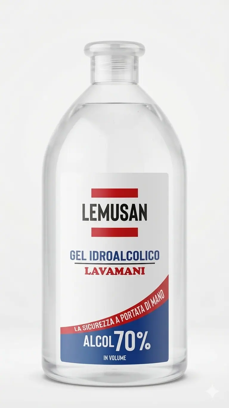 Lemusan Gel Idroalcolico Lavamani 1000 ml – Gel Igienizzante Alcol 70% – Maxi Formato Professionale per Uso Medico e Ospedaliero
