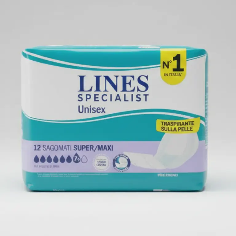LINES Specialist Assorbenti Sagomati Super/Maxi 30 pz | Incontinenza Pesante Livello 8 | Unisex con Indicatore di Umidità e Sistema Zero Odore