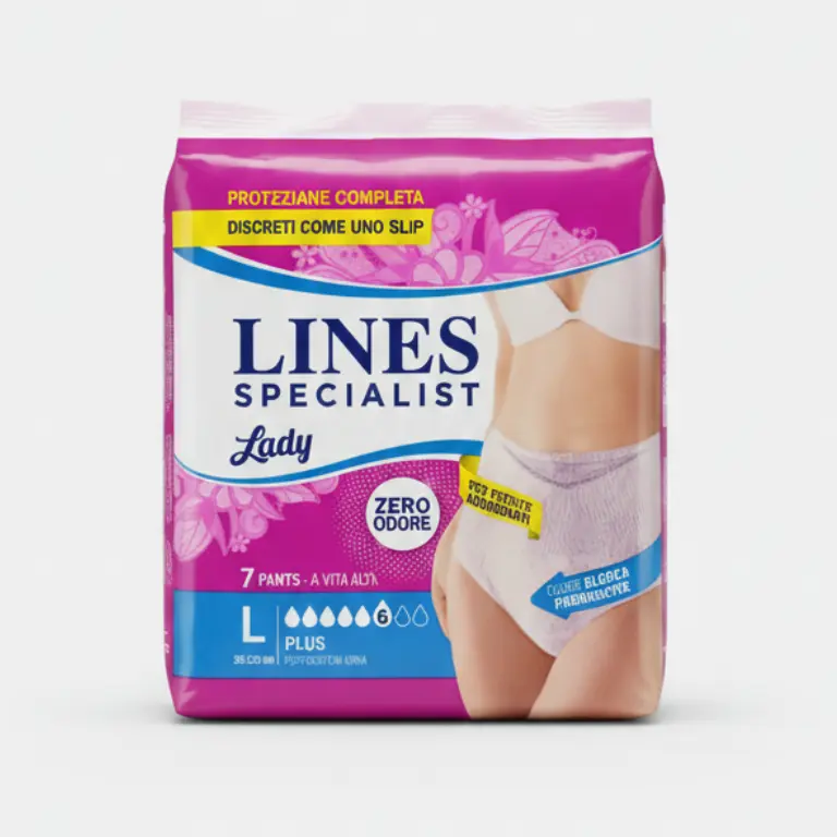 Lines Specialist Lady Pants Plus Taglia L – 7 Slip Assorbenti Ultra Sottili a Vita Bassa