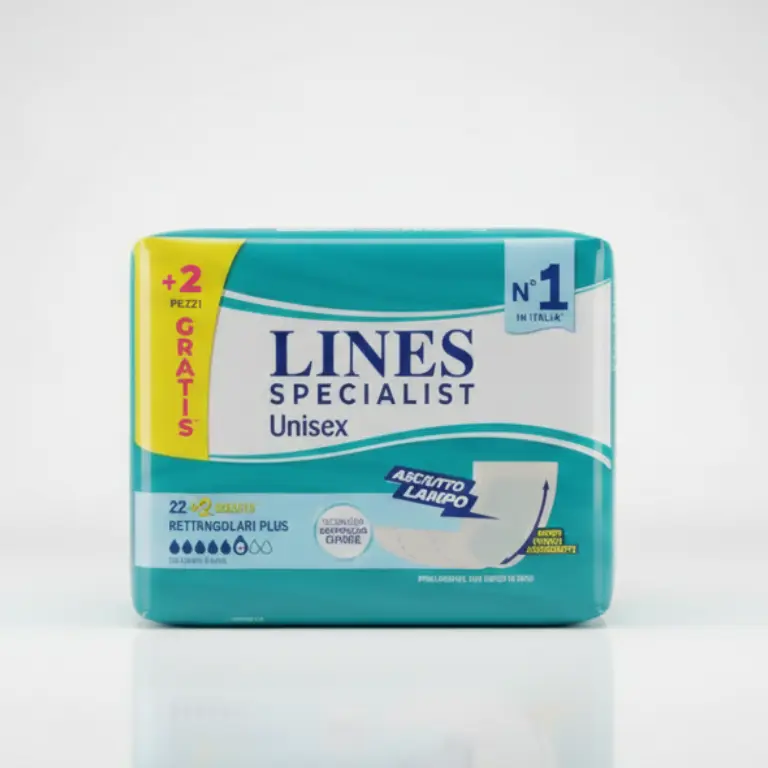 LINES Specialist Pannoloni Rettangolari Plus 24 Pezzi | Con Ossido di Zinco Lenitivo | Protezione per Incontinenza Media e Sistema Anti-Odore