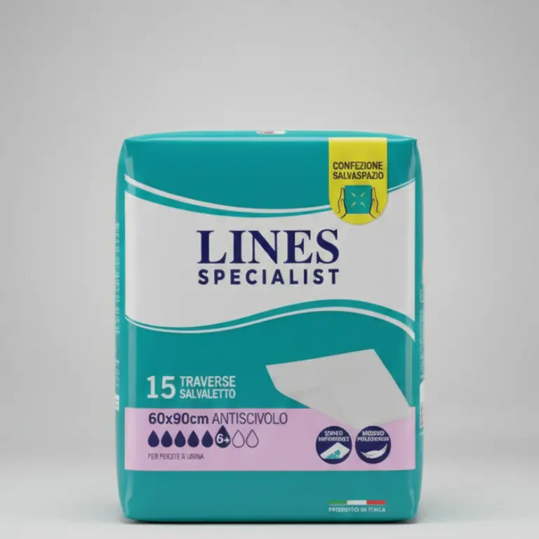 LINES Specialist Traverse Salvaletto 60x90 cm | 15 Tappetini Assorbenti Multiuso | Protezione Impermeabile Ipoallergenica per Letto e Superfici