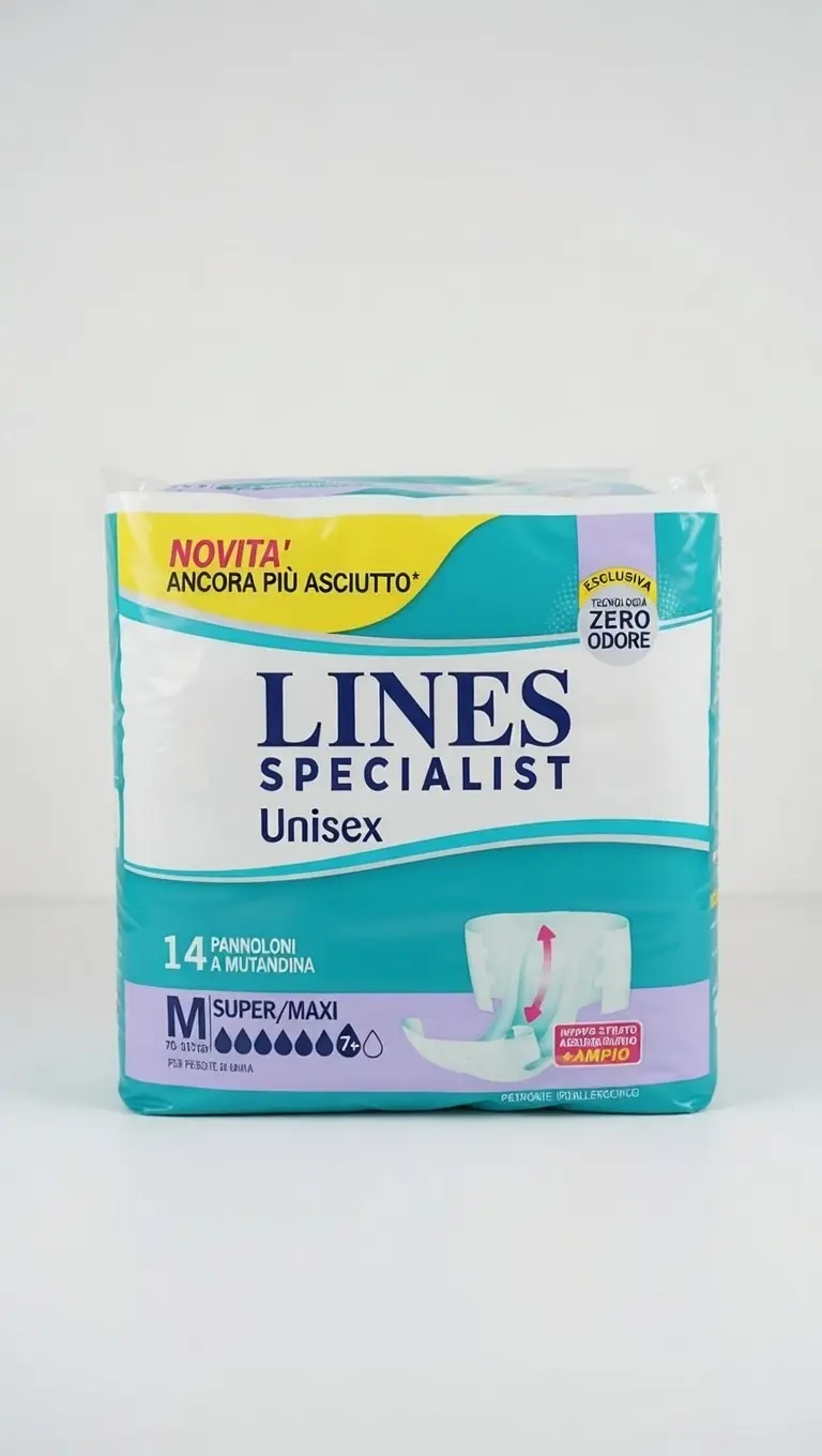 Lines Specialist Unisex M – 14 Pannoloni a Mutandina per Incontinenza – Misura M (70-110 cm) – Super/Maxi 7+ Gocce