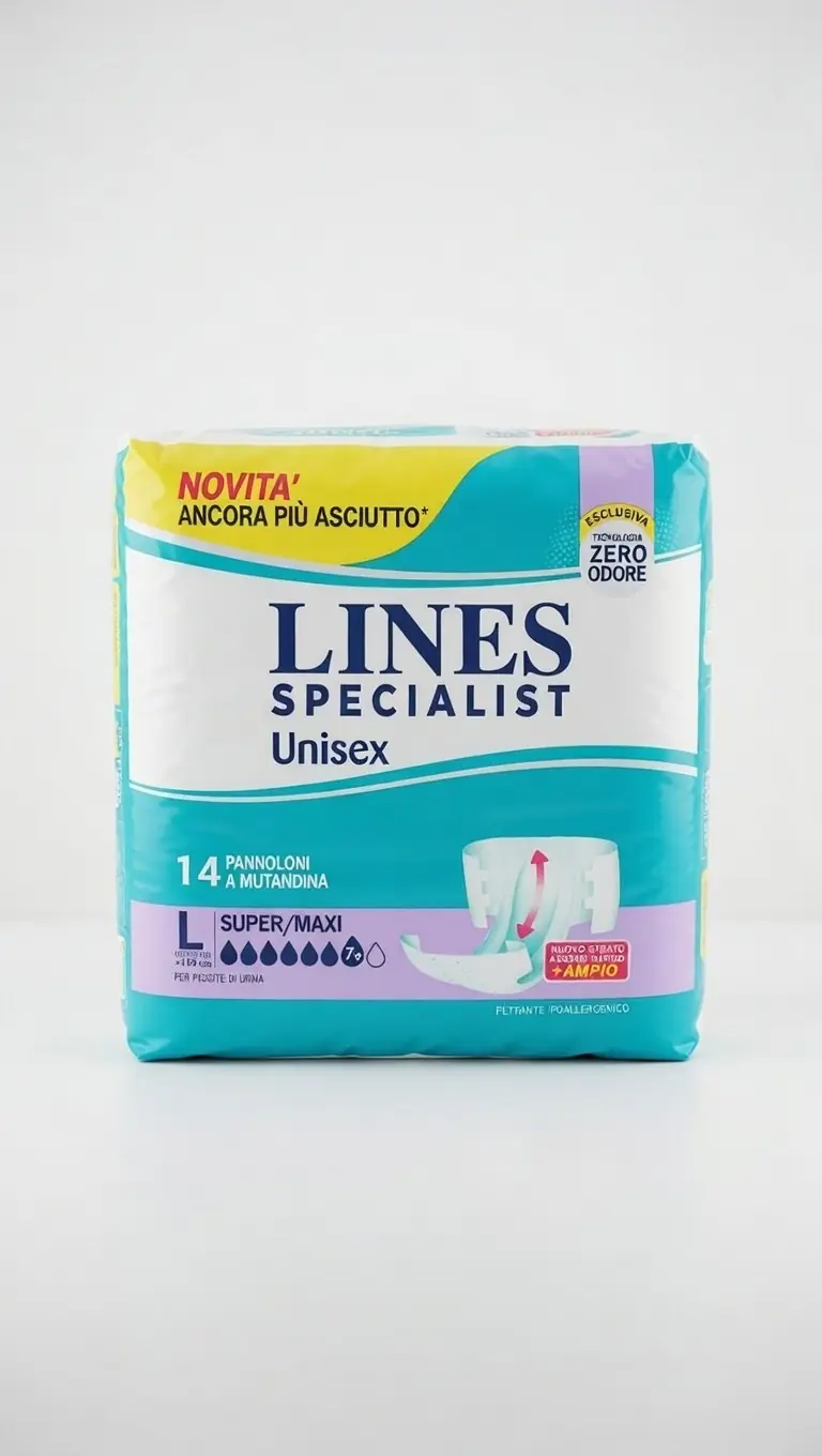 Lines Specialist Unisex Super Maxi Taglia L - Pannoloni a Mutandina per Incontinenza Grave 14 Pezzi