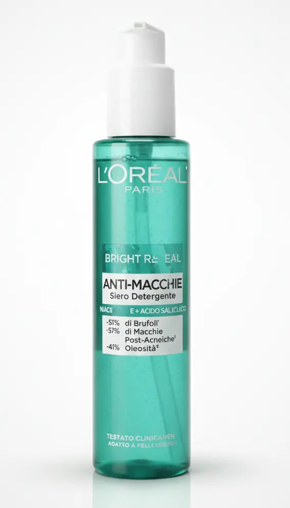 L'Oréal Bright Reveal Siero Detergente Anti-Macchie - Niacinamide, Acido Salicilico - Clinicamente Testato