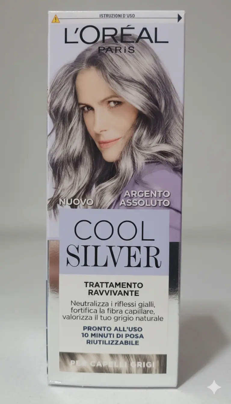 L'Oréal Cool Silver Argento Assoluto 114 ml | Trattamento Ravvivante per Capelli Grigi e Bianchi | Effetto Metallico Brillante | Formula Professionale Anti-Giallo