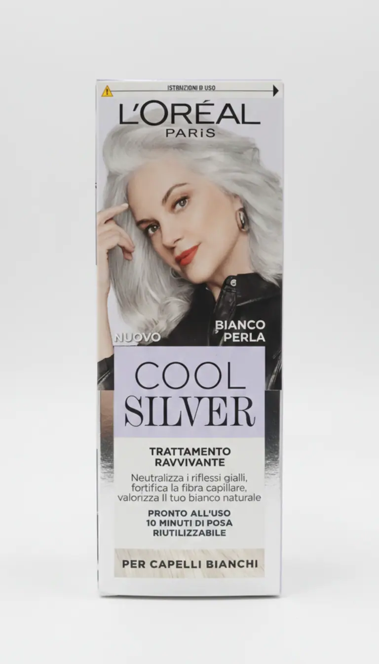 L'Oréal Cool Silver Bianco Perla 114 ml | Trattamento Ravvivante Anti-Giallo | Effetto Perla Luminoso | Formula Professionale per Capelli Bianchi e Grigi