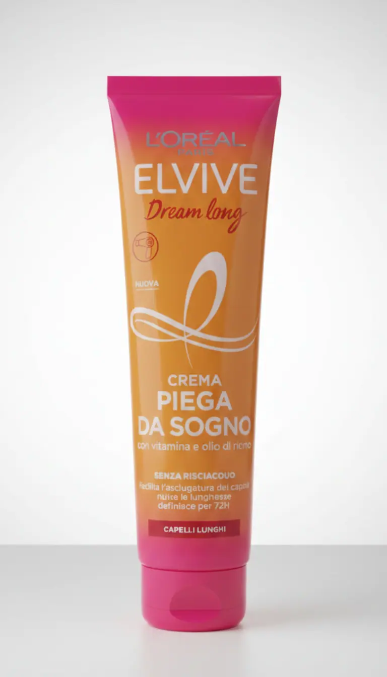 L'Oréal Elvive Dream Lengths Crema Super Blowdry 200ml – Termoprotettore Anti-Crespo 72H con Olio di Ricino e Vitamine