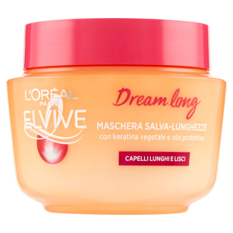 L'Oréal Elvive Maschera Dream Long Ricostruttrice 300ml – Trattamento Intensivo con Cheratina Vegetale per Capelli Lunghi e Danneggiati