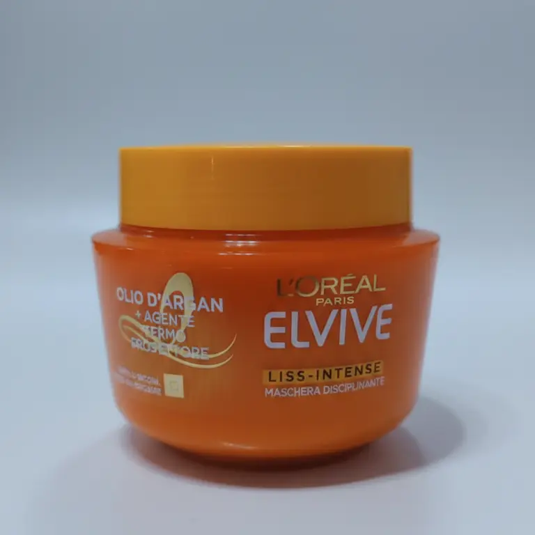 L'Oréal Elvive Maschera Liss Intense 300ml – Trattamento Lisciante Profondo con Olio di Argan e Scudo Termo-Protettivo Anti-Crespo