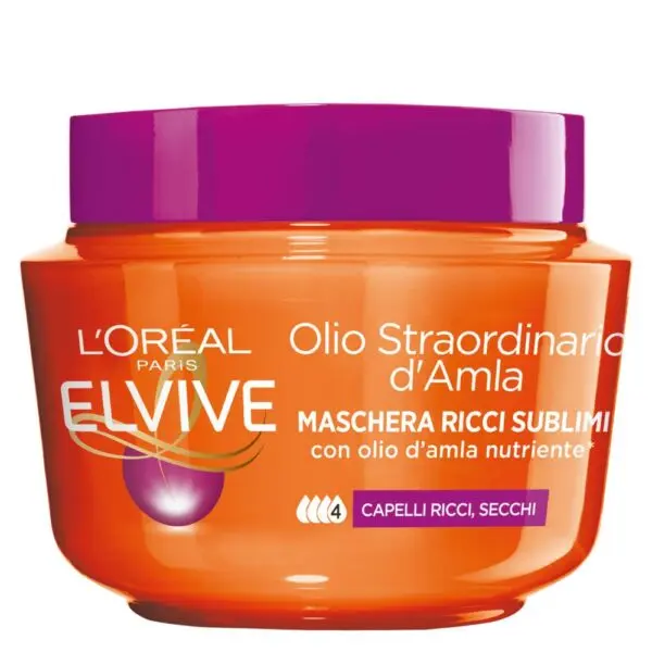 L'Oréal Elvive Maschera Ricci Sublimi 300ml – Trattamento Nutriente con Olio d'Amla per Capelli Ricci Secchi