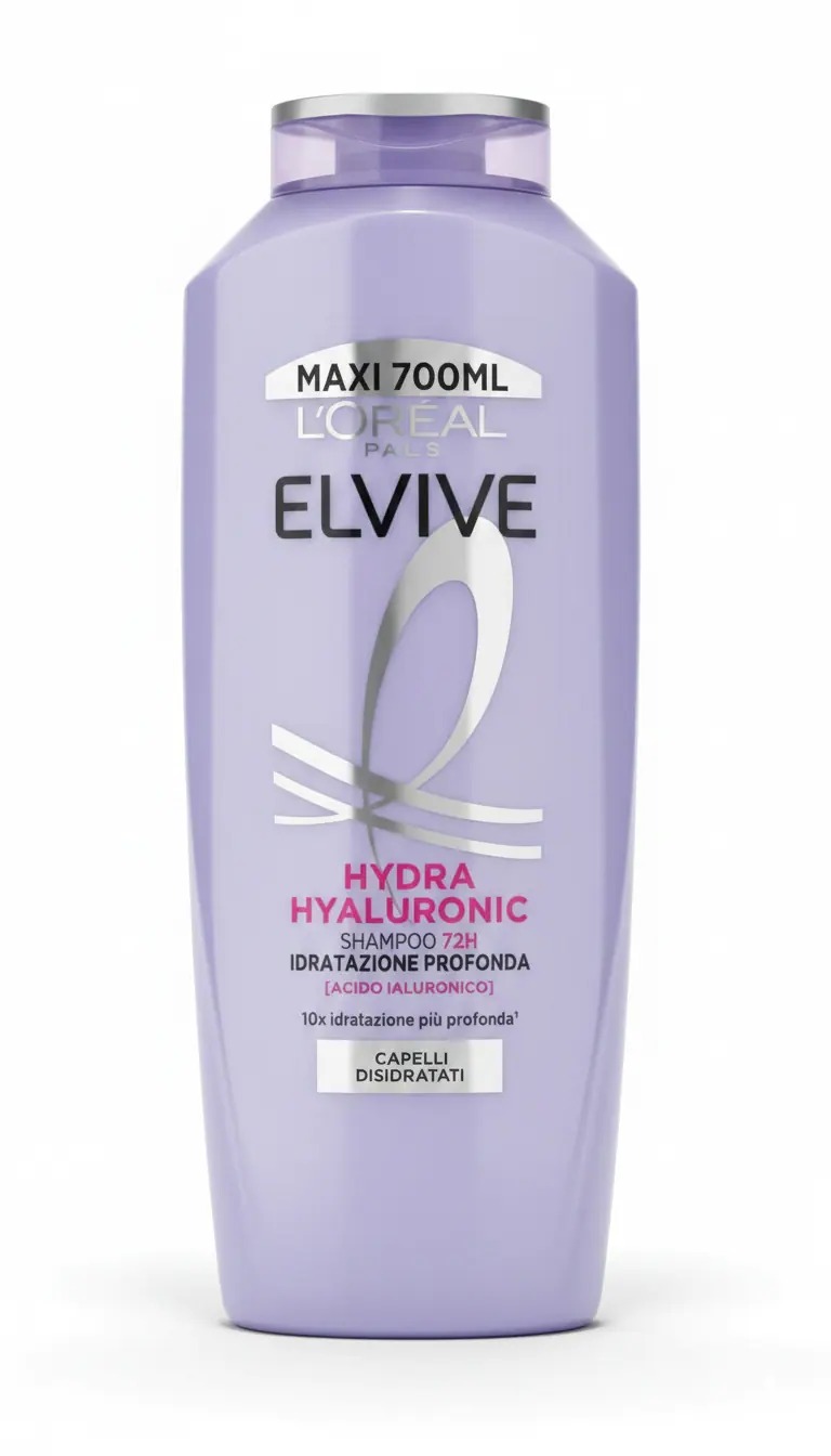 L'Oréal Elvive Shampoo Hydra Hyaluronic – Formato Maxi 700ml – Idratazione Profonda 72H con Acido Ialuronico – Effetto Rimpolpante