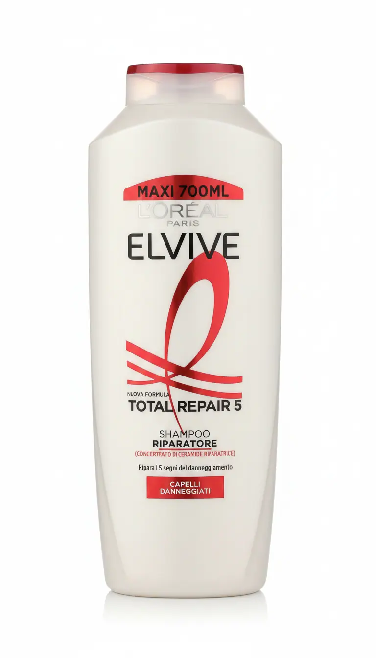 L'Oréal Elvive Shampoo Total Repair 5 Riparatore – Formato Maxi 700ml – Con Pro-Cheratina e Ceramide per Capelli Danneggiati
