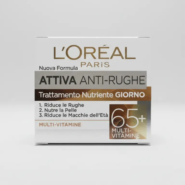 L'Oréal Paris Attiva Anti-Rughe 65+ Crema Viso Giorno e Notte Multivitaminico Vitamine E + B3 + B5 – Trattamento Fortificante e Anti-Macchie Pelli Molto Mature (50 ml)