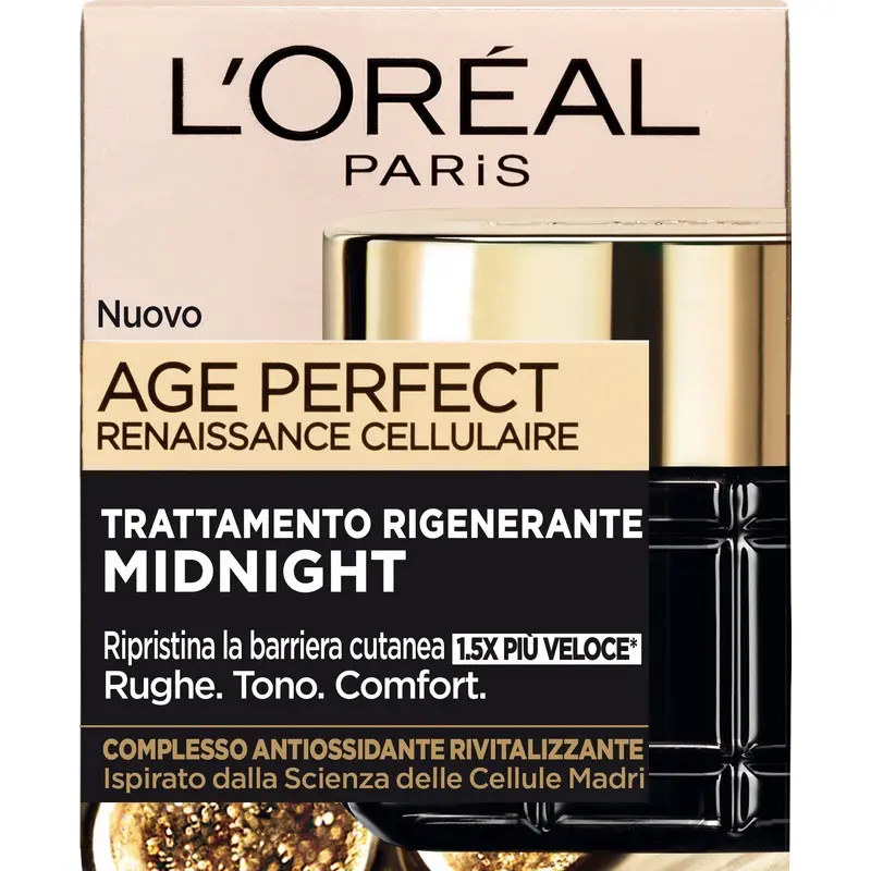 L'Oréal Paris Crema Notte Age Perfect Renaissance Cellulaire 50ml - Rigenerante, Riparazione Veloce, Anti-Rughe