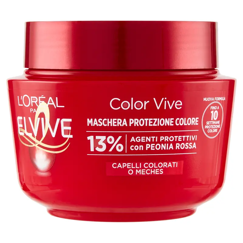L'Oréal Paris Elvive Color Vive Maschera Capelli Colorati con Peonia Rossa e Filtro UV (300 ml) – Protezione e Brillantezza Colore Fino a 10 Settimane