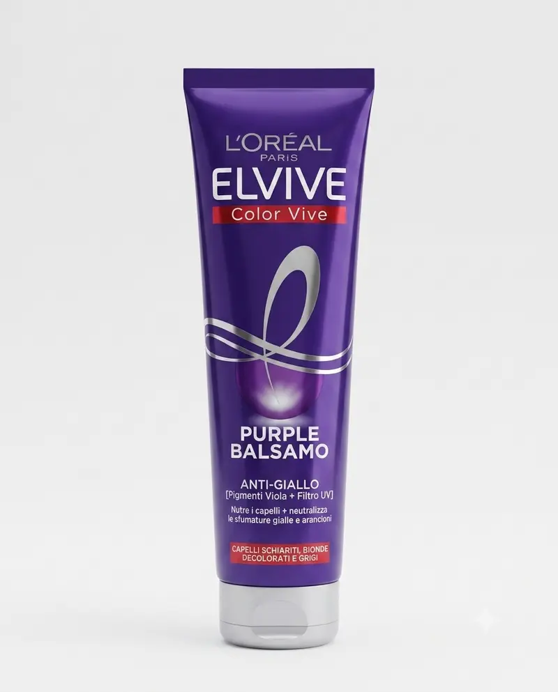 L'Oréal Paris Elvive Color Vive Purple Balsamo Anti-Giallo 150 ml | Pigmenti Viola e Filtro UV per Capelli Biondi, Decolorati e Grigi