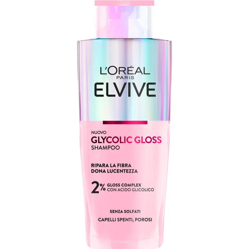 L'Oréal Paris Elvive Glycolic Gloss Shampoo 200ml | Con Acido Glicolico e Gloss Complex | Effetto Laminazione e Sigillatura Cuticole | Per Capelli Spenti e Porosi
