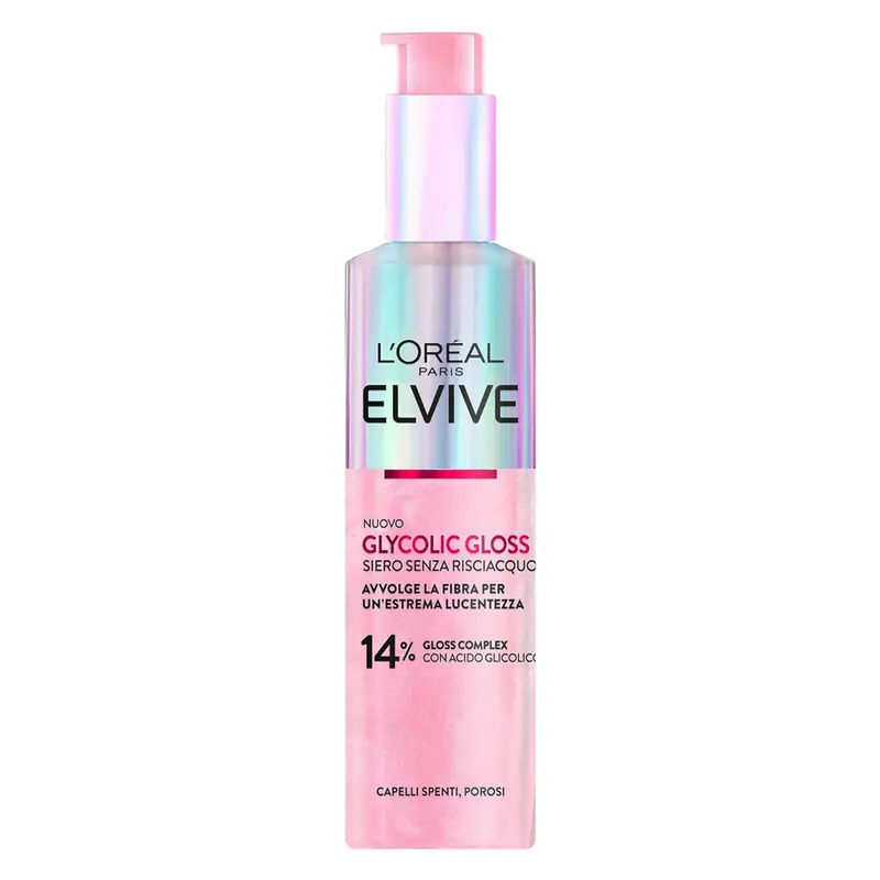 L'Oréal Paris Elvive Glycolic Gloss Siero Senza Risciacquo 150ml | Con Acido Glicolico e Gloss Complex | -75% Effetto Crespo e Lucentezza Estrema | Per Capelli Spenti e Porosi