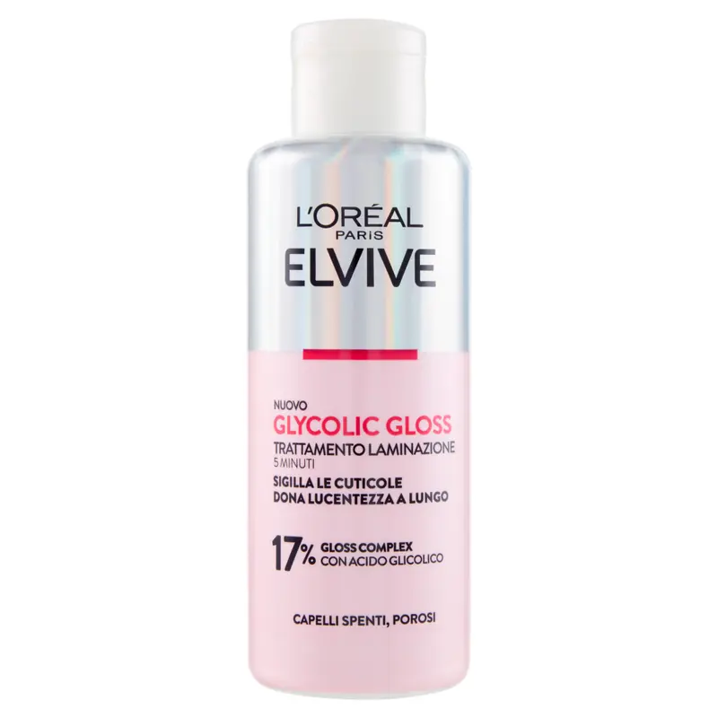 L'Oréal Paris Elvive Glycolic Gloss Trattamento Laminazione 5 Minuti 200ml | Con Acido Glicolico | Lucentezza Fino a 10 Shampoo | Capelli +88% Setosi | Effetto Specchio