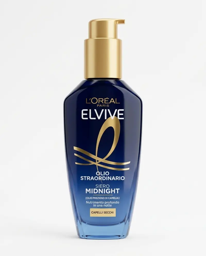 L'Oréal Paris Elvive Olio Straordinario Siero Midnight Camelia 100 ml Vetro – Trattamento Notturno Capelli Secchi 72h