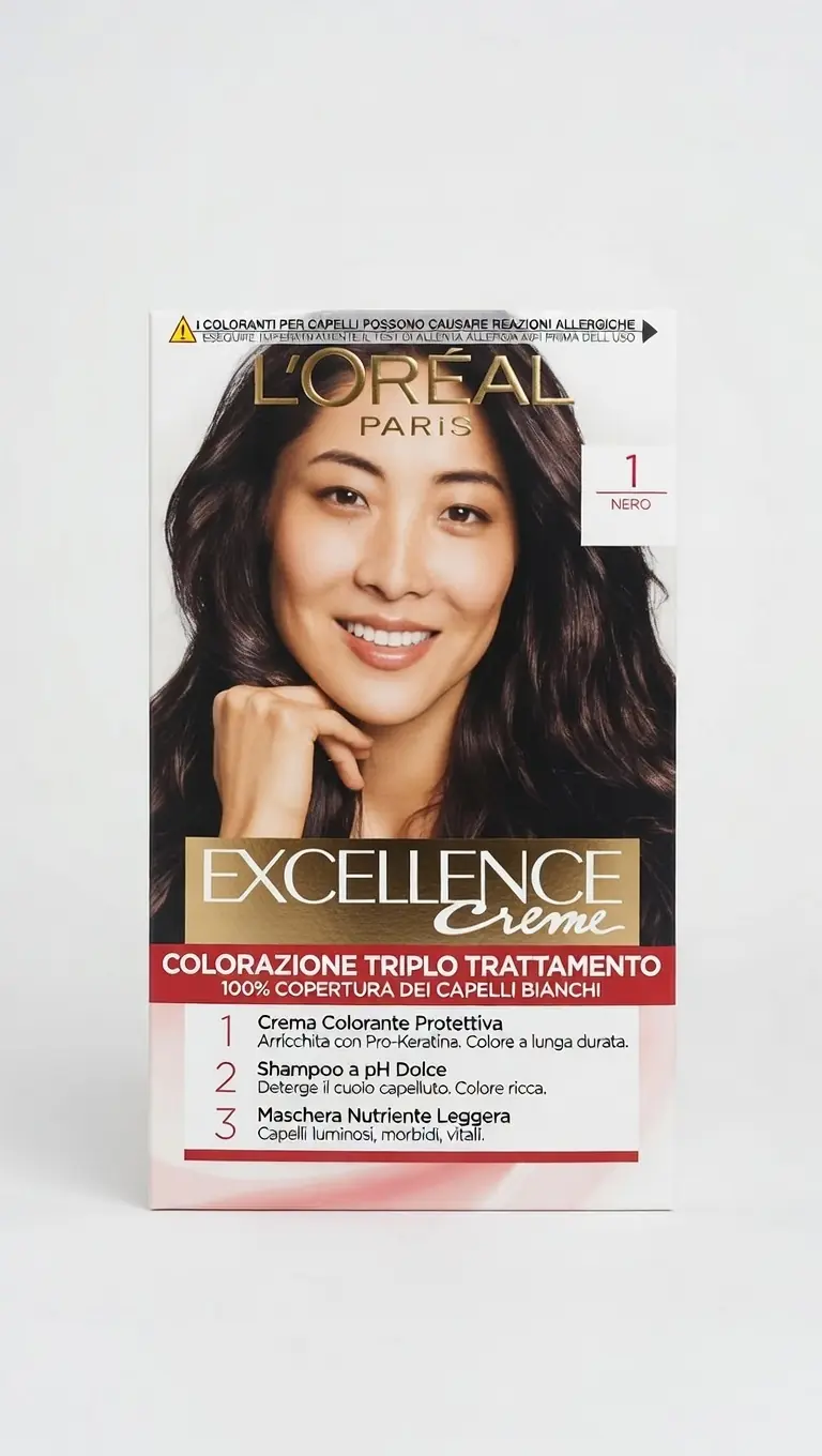 L'Oréal Paris Excellence Crème – Colorazione Permanente Triplo Trattamento con Acido Ialuronico – 100% Copertura Capelli Bianchi