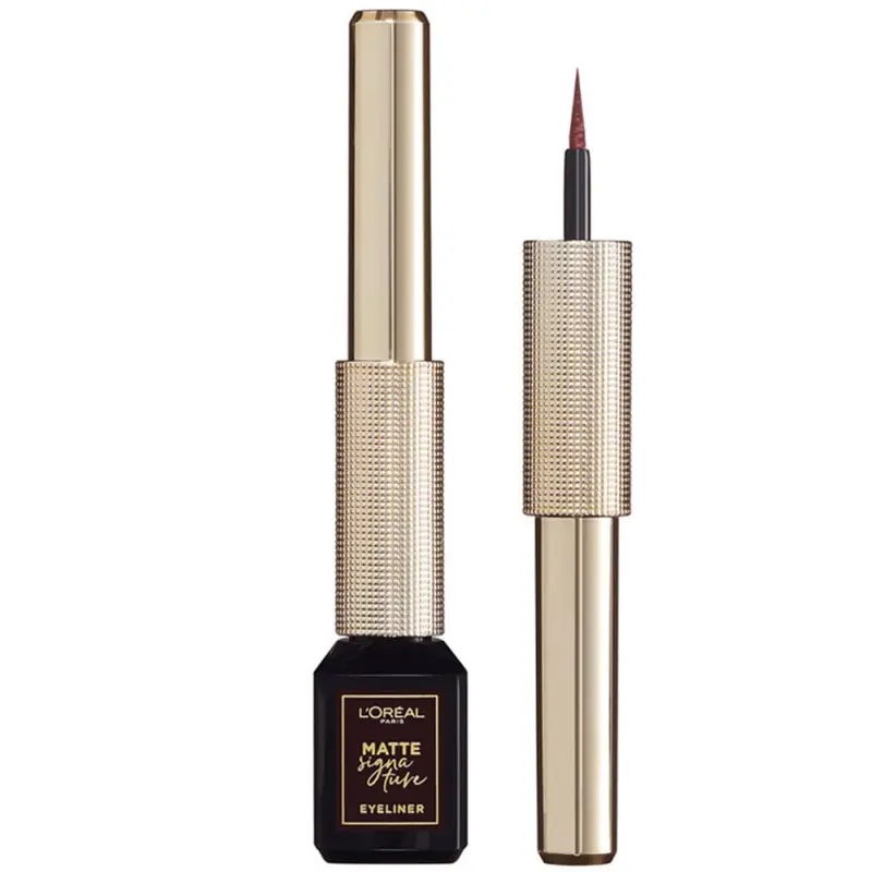 L'Oréal Paris Matte Signature Eyeliner Liquido 03 Brown – Finish Extra Matte, Formula Waterproof e Impugnatura Ergonomica di Precisione
