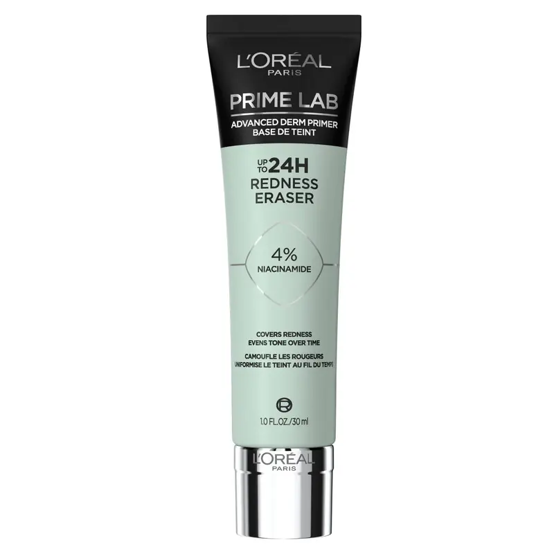 L'Oréal Paris Prime Lab 24H Redness Eraser Primer Correttore Verde – Trattamento Anti-Rossori con 4% Niacinamide – Base Trucco Uniformante Idratante per Incarnati da Chiari a Medi, 30 ml