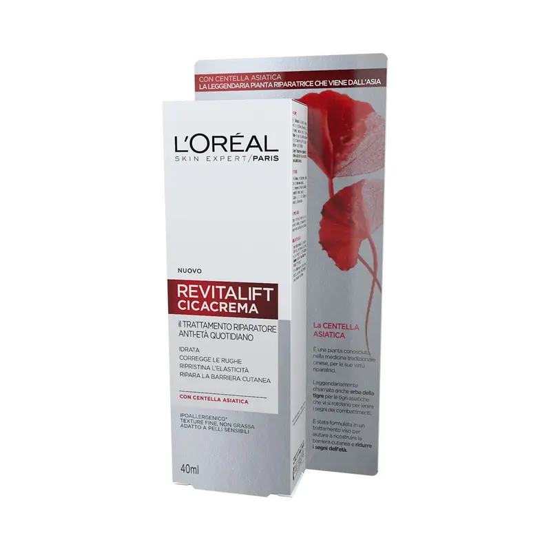 L'Oréal Paris Revitalift Cicacrema Giorno 40ml - Trattamento Anti-Età Riparatore con Centella Asiatica - Corregge Rughe & Ripristina Elasticità