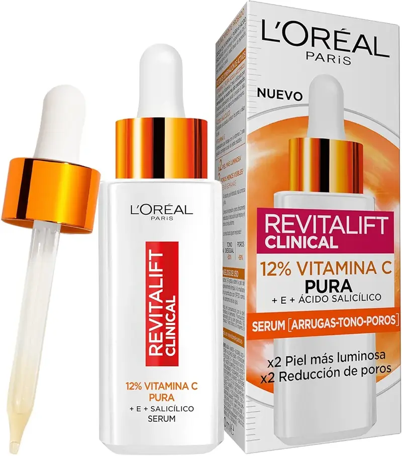 L'ORÉAL PARIS Revitalift Clinical Siero Viso | 12% Pura Vitamina C + Vitamina E + Acido Salicilico | Corregge Discromie, Pori & Rughe