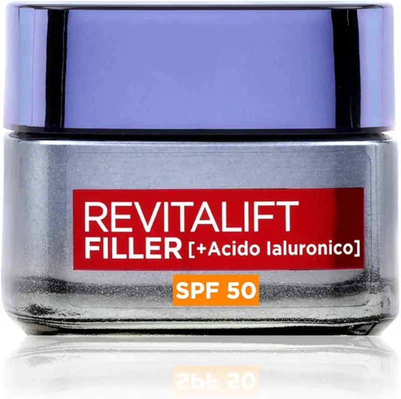 L'Oréal Paris Revitalift Filler Crema Giorno Rivolumizzante Anti-Rughe SPF 50 - 50ml - Con Acido Ialuronico Micro-Filler - Protezione UV