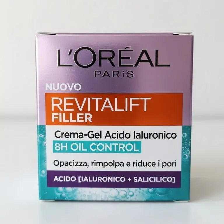 L'Oréal Paris Revitalift Filler Oil Control Crema-Gel 50ml – Idratazione Rimpolpante e Controllo Lucidità – Con Acido Ialuronico e Salicilico