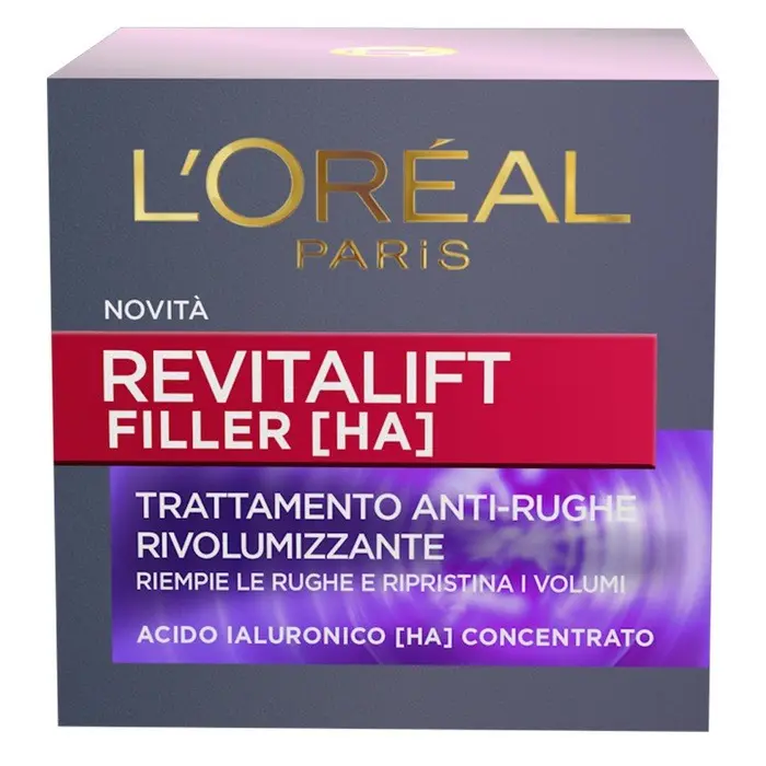 L'Oréal Paris Revitalift Filler Trattamento Giorno Rivolumizzante Anti-Rughe - 50ml - Con Acido Ialuronico Puro + Fibroxyl - Rimpolpa, Idrata, Ripristina Volumi